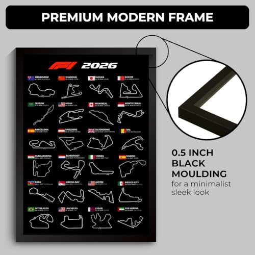 Funk You Store F1 Poster | Formula 1 Race Frame | F1 Race Calendar 2026 Poster for Wall | F1 Tracks Wall Decor | Monza, Monaco, Suzuka, Silverstone Track Room Decor Framed | Formula 1 Room Decor (F_166) - Image 3