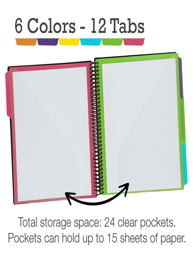 Samsill 2 Pack Deluxe 24 Pocket Spiral Project Folder Organizer with 12 Dividers, Zipper Pouch, Customizable Front Cover, Erasable Write On Tabs in Fashion Colors, Plastic Folders with Pockets - Image 3