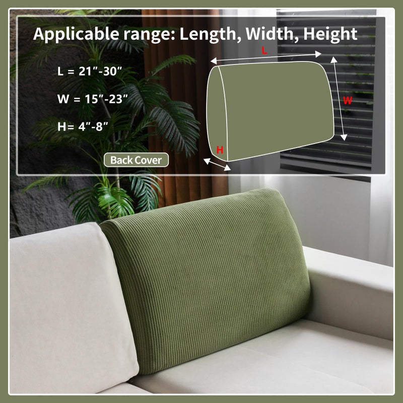 OHSIO Sectional Couch Covers, Wear Resistant Stretch Sofa Covers Washable Soft Couch Cushion Covers Anti Slip Furniture Protector Sofa Slipcovers for Pets (1 Piece Back Couch Cover, Green) - Image 2