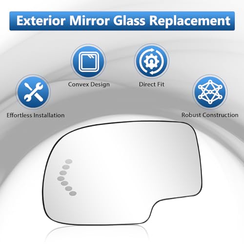TOP-MAX Driver Side Mirror Glass Replacement for 2003-2006 Chevy Silverado GMC Sierra Tahoe Yukon Suburban Avalanche Cadillac Escalade, Heated Exterior Left Mirror with Turn Signal - Image 5