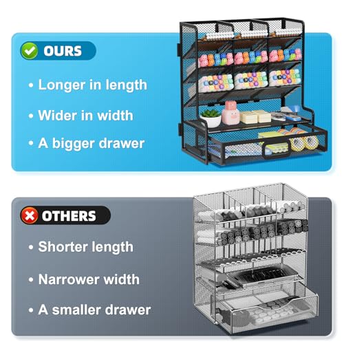 Marbrasse Larger Mesh Desk Organizer with Drawer MultiFunctional Pen Pencil Holder Easy Assembly Desk Organizers and Accessories for Office Art Supplies Black - Image 3