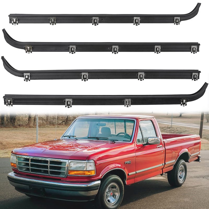 Dtomi Front Inner Outer Window Molding Sweep Felt Trim Seal Weatherstrip Kit Compatible with Ford Vehicle F150 F250 F350 Bronco 19871997 Replace E7TZ1521452A E7TZ1521453A F2TZ1521456A F2TZ1521457A 4PCS - Image 2
