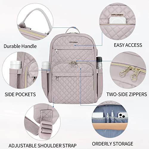 KROSER Laptop Backpack for Women 15.6 Inch Stylish Daypack with USB Charging Port, Water-repellent Nylon Backpack for Travel/Business, Dusty Pink - Image 3