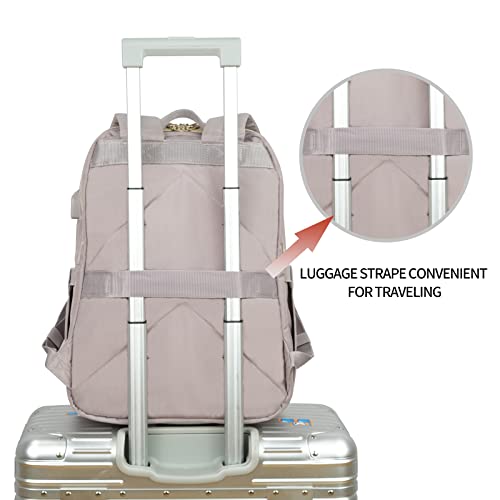 KROSER Laptop Backpack for Women 15.6 Inch Stylish Daypack with USB Charging Port, Water-repellent Nylon Backpack for Travel/Business, Dusty Pink - Image 5