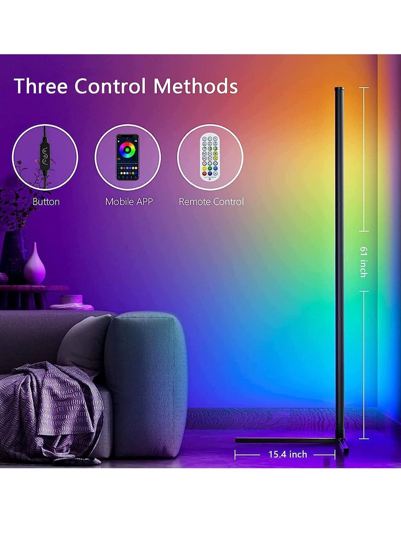 Smart led RGB Corner Floor Lamp with Remote Control Color Change LED Minimalist Nordic Style UK Plug Lamp Perfect for Living Rooms & Bedrooms - Image 2