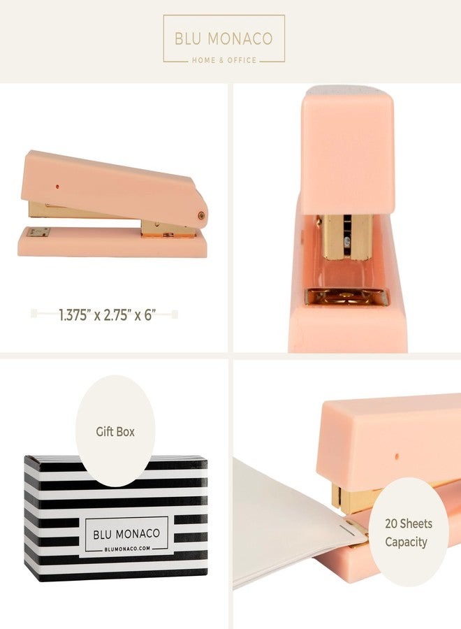 BLU MONACO Pink Stapler | Cute Stylish Desk Stapler with Smooth Metal Mechanism | Aesthetic Office Stapler for Home School Work | Chic Pink Office Supplies | Manual Staplers for Desk - Image 5