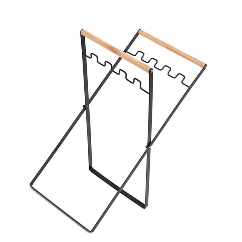 حامل أكياس القمامة المعدني، حامل أكياس القمامة المحمول، مقايس لأكياس الأوراق للمناطق الخارجية للاستخدام في المخيم والتنزه والمطبخ – الأسود - Image 3