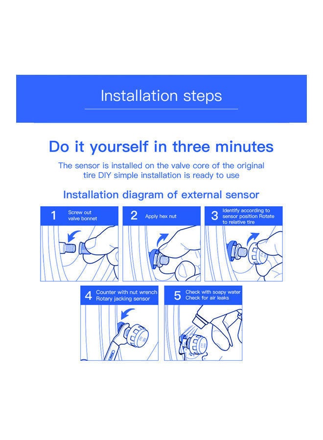 NIBEMINENT Motorcycle Real-time Tire Pressure Monitoring System Digital Time Display - Image 2