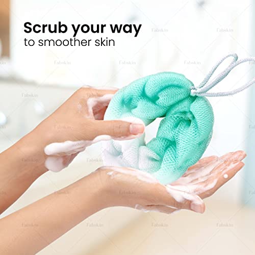 Fabskin Luxury Back Scrubber Loofah Belt for Bathing For Men and Women - Strechable 9 Knots Bath Sponge (AQUA GREEN) - Image 3