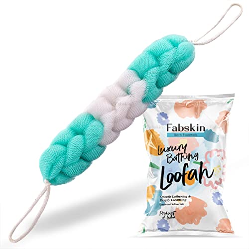 Fabskin Luxury Back Scrubber Loofah Belt for Bathing For Men and Women - Strechable 9 Knots Bath Sponge (AQUA GREEN) - Image 1