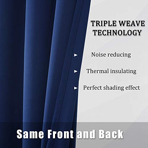 DUALIFE Navy Blue Blackout Curtains 45 Inch Length for Bedroom Thermal Insulated Blue Solid Window Drapes with Grommet Curtains Panels for Living Room Boys Kids Room 38x45 Inches Long - Image 5