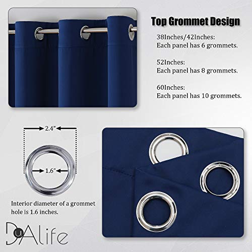 DUALIFE Navy Blue Blackout Curtains 45 Inch Length for Bedroom Thermal Insulated Blue Solid Window Drapes with Grommet Curtains Panels for Living Room Boys Kids Room 38x45 Inches Long - Image 3