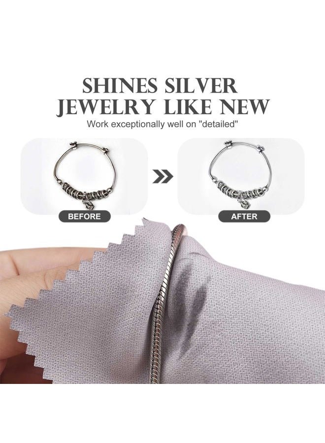 SEVENWELL 50pcs Jewelry Cleaning Cloth Gray Polishing Cloth for Sterling Silver Gold Platinum Small Silver Polish 8x8cm - Image 3