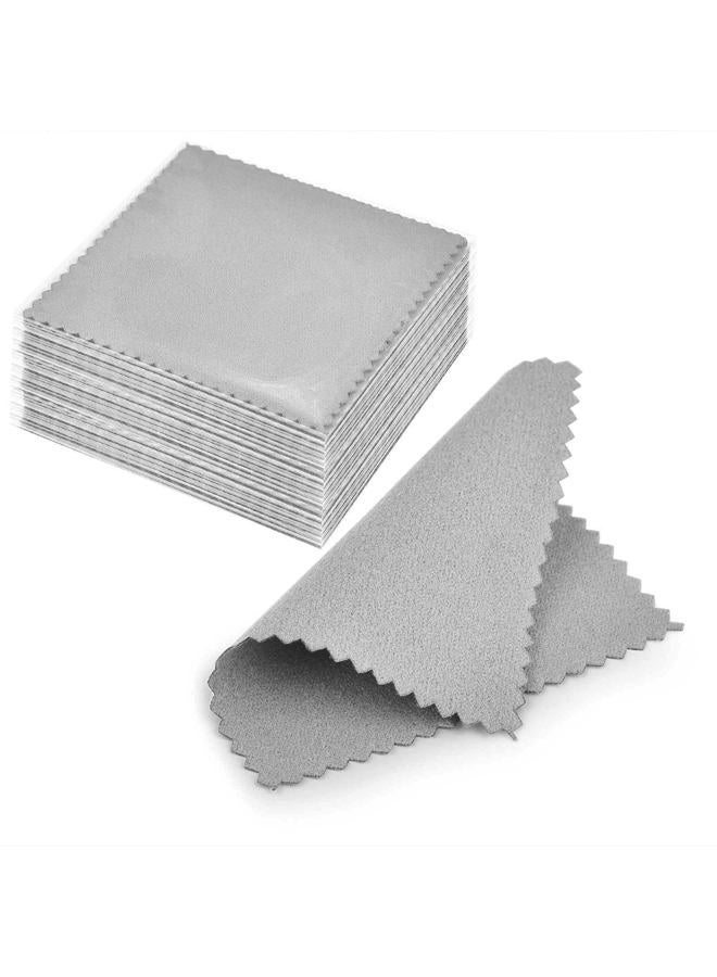 SEVENWELL 50pcs Jewelry Cleaning Cloth Gray Polishing Cloth for Sterling Silver Gold Platinum Small Silver Polish 8x8cm - Image 1