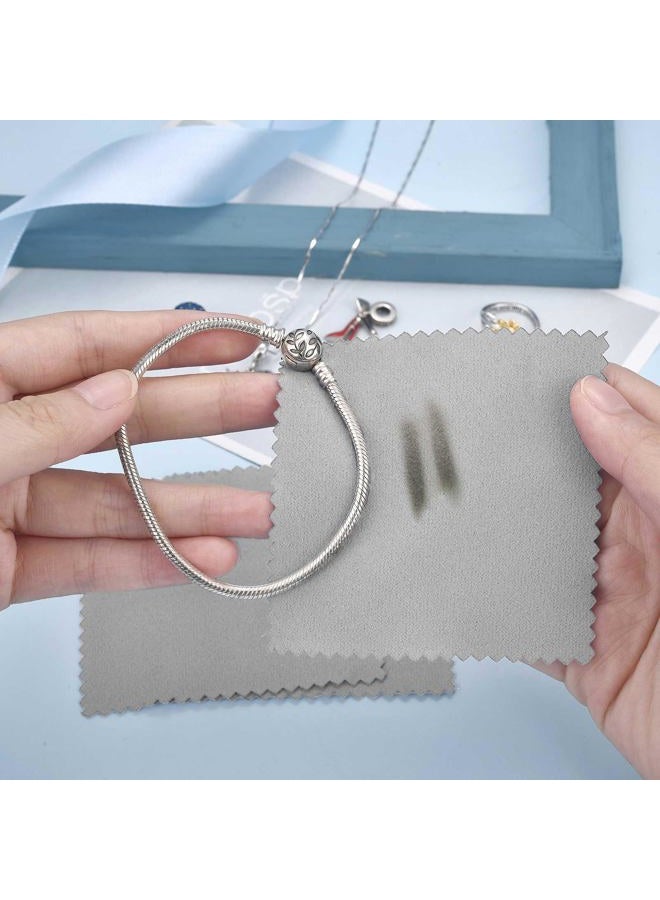SEVENWELL 50pcs Jewelry Cleaning Cloth Gray Polishing Cloth for Sterling Silver Gold Platinum Small Silver Polish 8x8cm - Image 5
