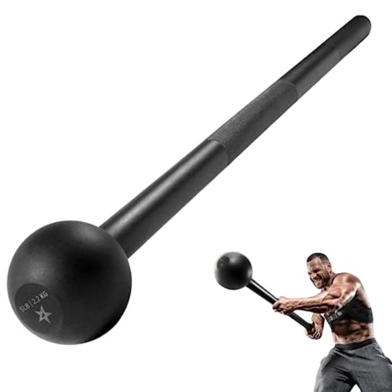 Strength training steel mace bell for shoulders, grips, forearms workouts; black powder-coated finish; durable forged steel; ergonomic grip design - Image 1