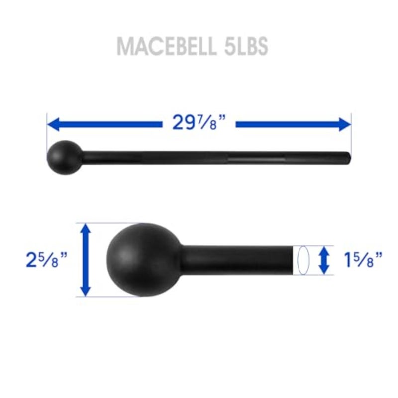 Strength training steel mace bell for shoulders, grips, forearms workouts; black powder-coated finish; durable forged steel; ergonomic grip design - Image 2