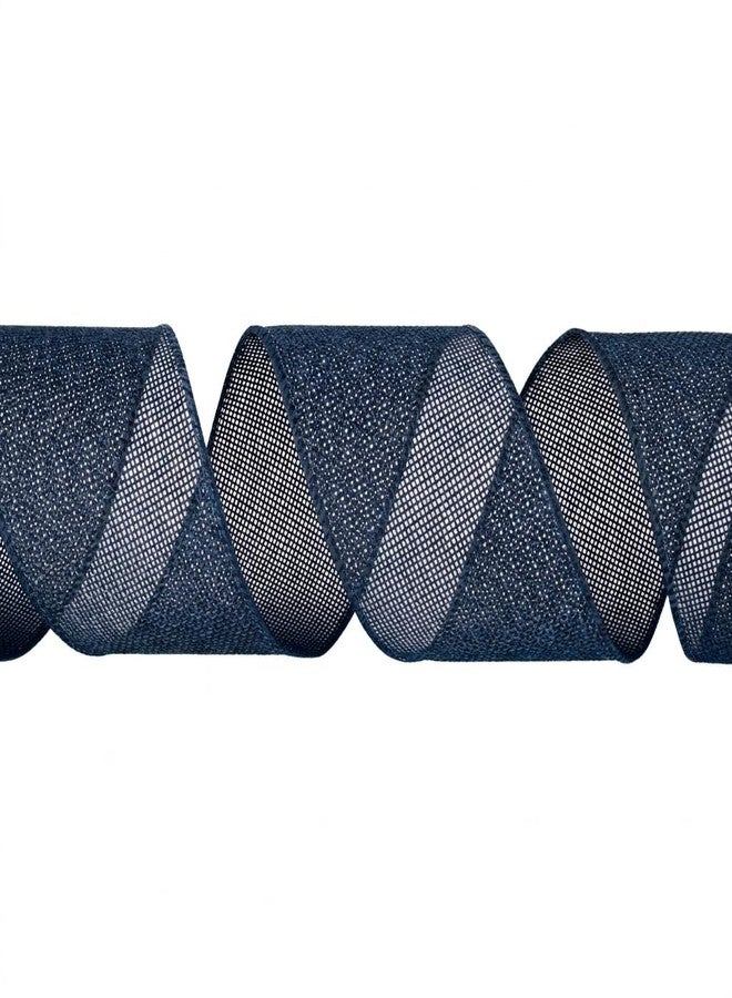 شريط خيش أزرق داكن سلكي SDZMDL 2-1/2 بوصة، شريط صلب بحافة سلكية ليوم الذكرى، يوم المحاربين القدامى، الرابع من يوليو، يوم الرئيس، زينة الولايات المتحدة الأمريكية، 10 ياردات/لفة. - Image 2