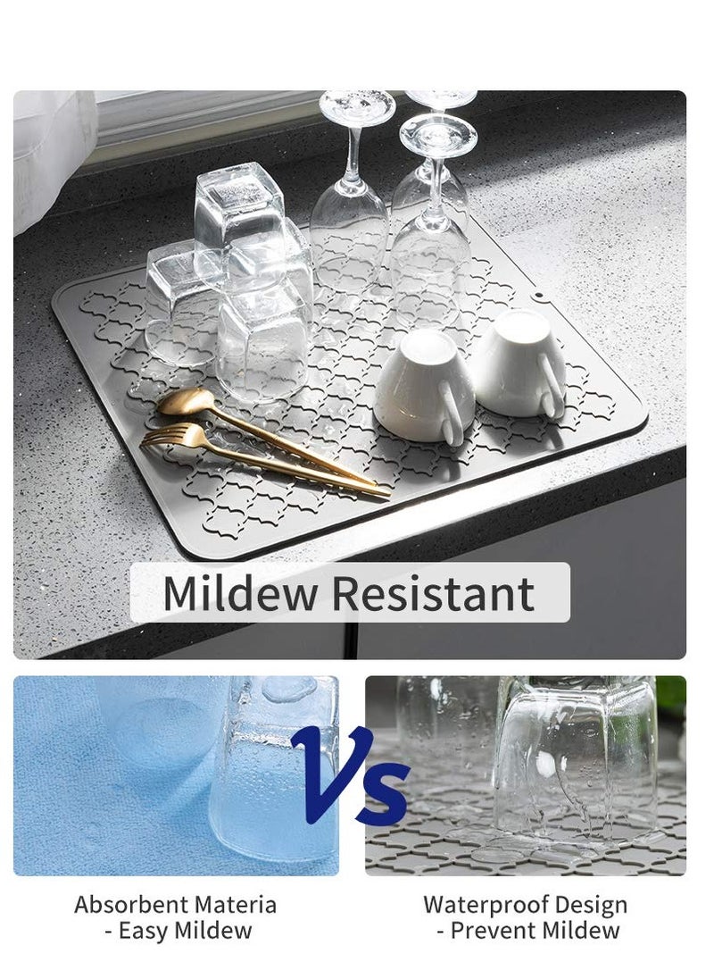 Arabest Silicone Dish Drying Mat, Non-Slip Dish Pad, Heat-resistant Dish Mat for Kitchen Counter, Sink, Refrigerator or Drawer Liner, Grey  - Image 5