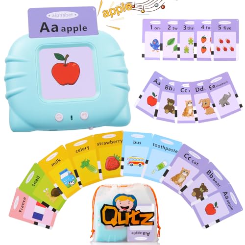 QuTZ ABC Talking Flash Cards for Toddlers 24 Autism Toys Speech Therapy Toys Educational ABC Learning Talking Sight Words Flash Cards Kindergarten for Boys and Girls 248 Sight Words Blue - Image 1