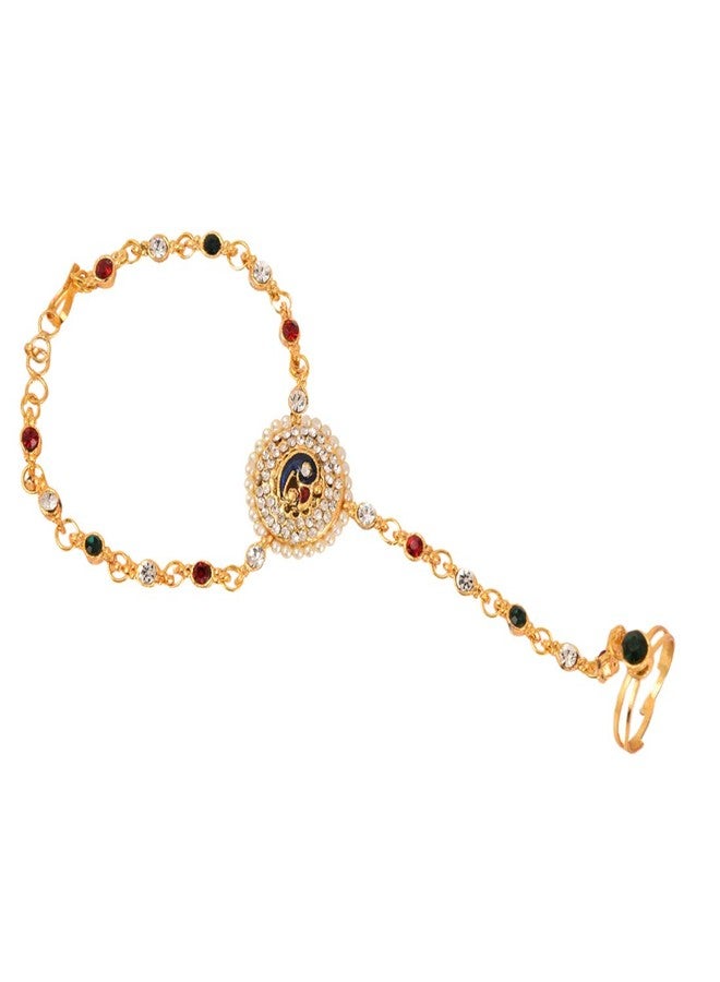 Shecario Traditional Gold-Plated Pearl Haathphool - Image 4