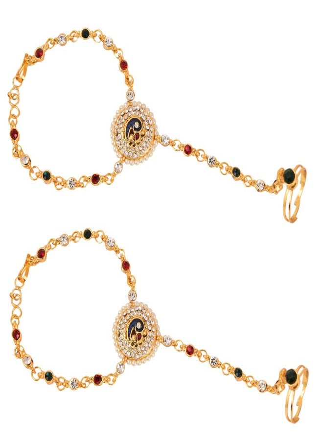 Shecario Traditional Gold-Plated Pearl Haathphool - Image 2