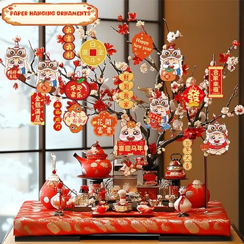 Shonchii Chinese New Year Decorations2026, 72 PCS Lunar New Year Decor Kit, Includes Red Paper Lanterns, Chinese Fu Window Decor, Couplets, Red Envelopes, Hanging Ornaments etc for Spring Festival Party Décor - Image 5