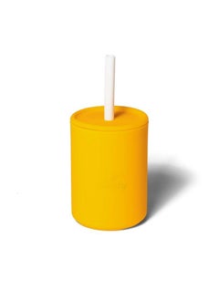 Avanchy ® Silicone Baby Cup With Straw Lid Sippy Cups For Toddler Kids Baby Led Weaning 5 Ounce 6 Months Old Babies Yellow  - Image 1