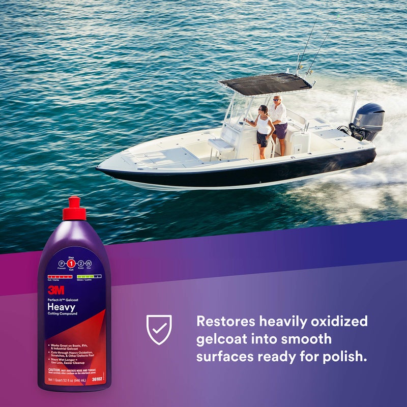 3M Perfect-It Gelcoat Heavy Cutting Compound, 1 Quart â€“ Fast Cutting Marine Oxidation Remover for Boat & RV Gelcoat Surfaces - Image 2