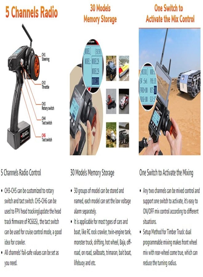 RadioLink RC4GS V3 2.4G 4CH RC Transmitter and Receiver R6FG Gyro Inside Pistol Grip Remote Controller for RC Car Boat Tank Buggy - Image 4