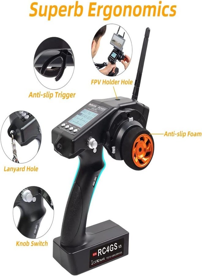RadioLink RC4GS V3 2.4G 4CH RC Transmitter and Receiver R6FG Gyro Inside Pistol Grip Remote Controller for RC Car Boat Tank Buggy - Image 5