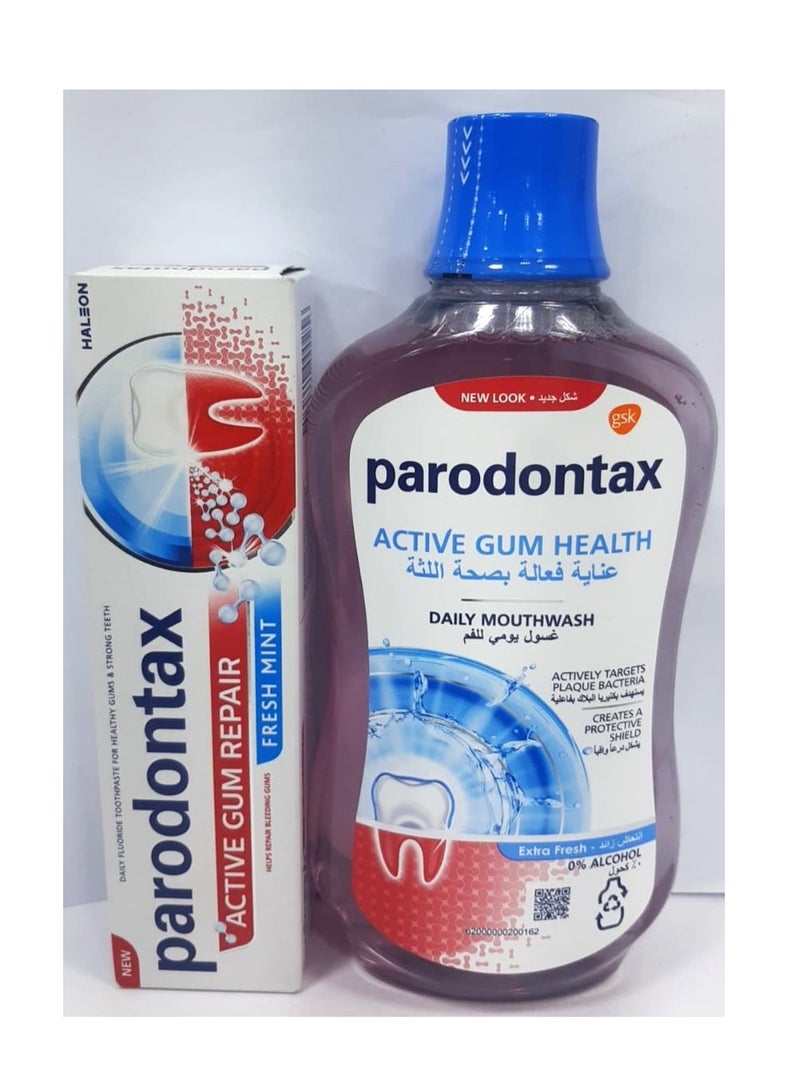 بارودونتاكس معجون أسنان بارودونتاكس لإصلاح وإيقاف نزيف اللثة مع غسول الفم اليومي