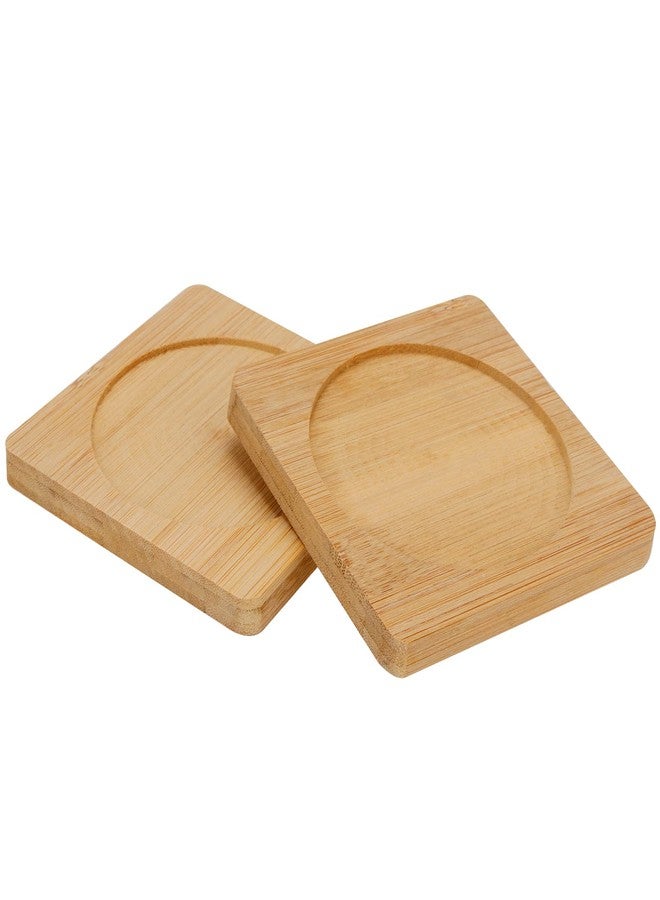 SHEUTSAN 60 PCS 3.7 Inches Bamboo Coasters, Square Wood Coasters, Bamboo Tray Saucer for Drinks, Crafts, Succulents - Image 5