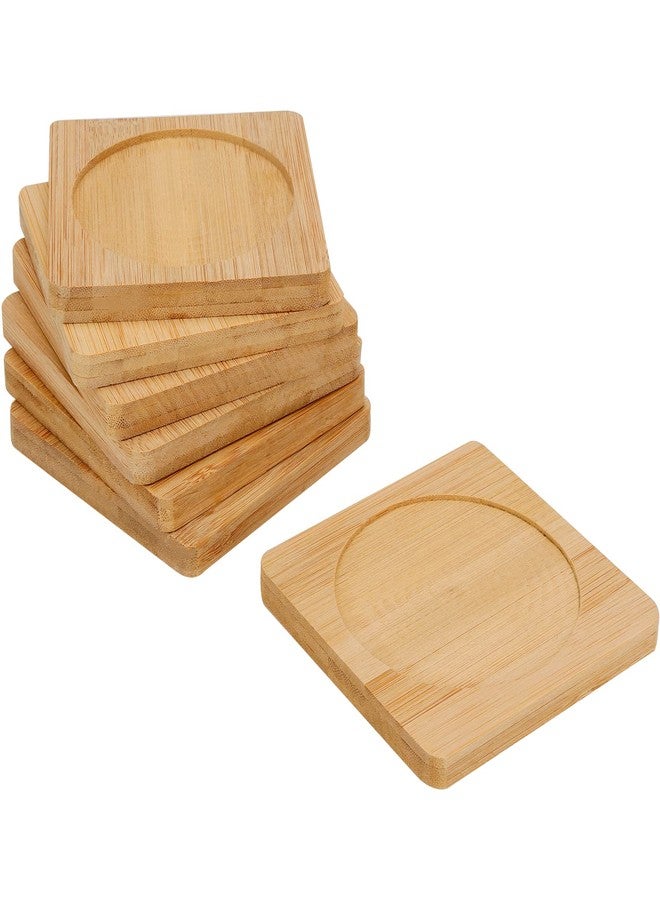 SHEUTSAN 60 PCS 3.7 Inches Bamboo Coasters, Square Wood Coasters, Bamboo Tray Saucer for Drinks, Crafts, Succulents - Image 3