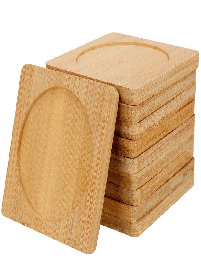 SHEUTSAN 60 PCS 3.7 Inches Bamboo Coasters, Square Wood Coasters, Bamboo Tray Saucer for Drinks, Crafts, Succulents - Image 4