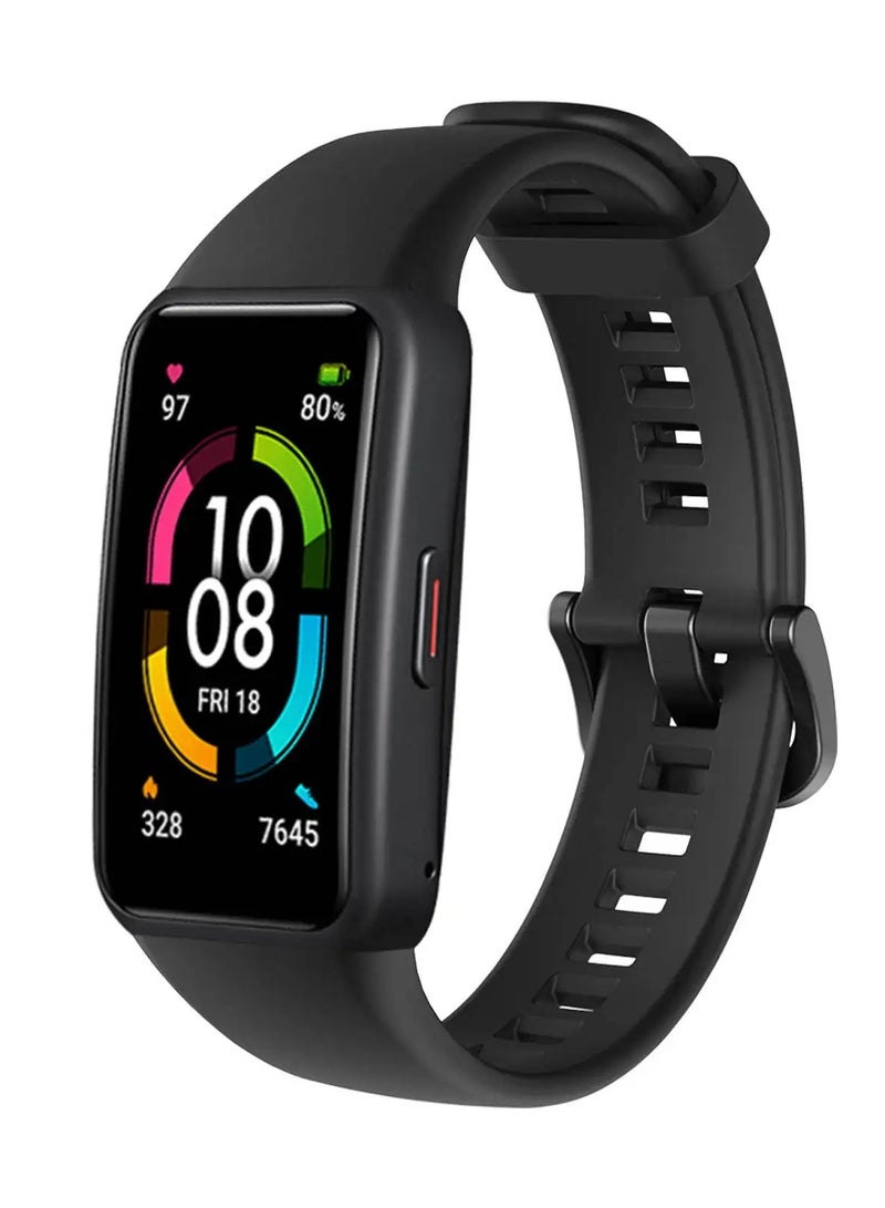 Huawei Band 6 Replacement Silicone Band Adjustable Waterproof Smart Watch Strap  Black - Image 2