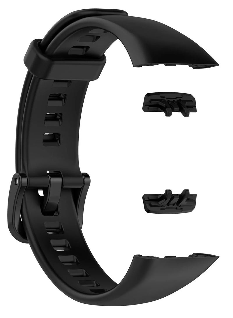 Huawei Band 6 Replacement Silicone Band Adjustable Waterproof Smart Watch Strap  Black - Image 1
