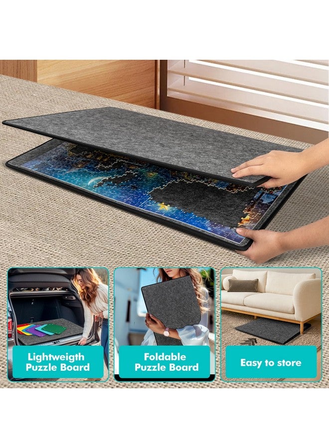 Becko US 2000 Piece Foldable Puzzle Board with 6 Colorful Trays & TPU Cover, Portable & Lightweight Puzzle Table, Felt Mat with Auxiliary Lines for Puzzles Storage, for 2000 1500 1000 Piece Puzzles - Image 4