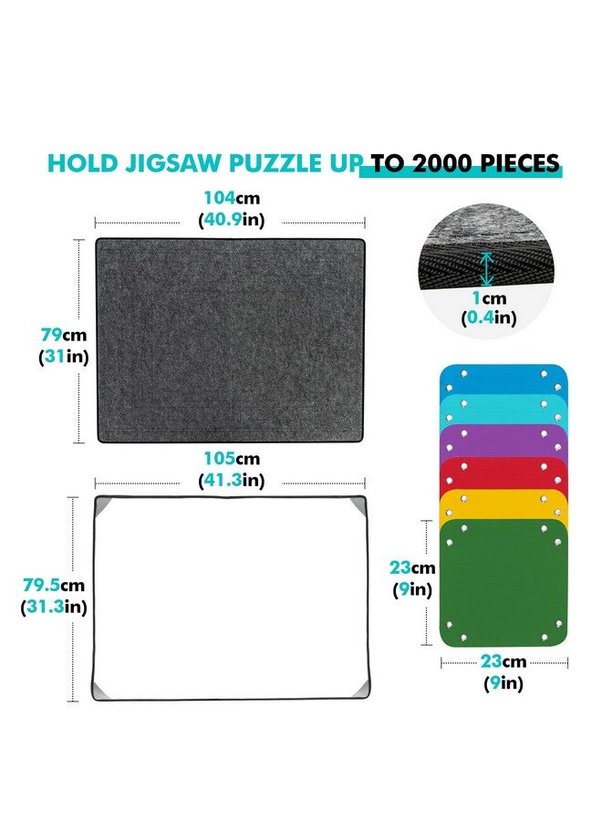 Becko US 2000 Piece Foldable Puzzle Board with 6 Colorful Trays & TPU Cover, Portable & Lightweight Puzzle Table, Felt Mat with Auxiliary Lines for Puzzles Storage, for 2000 1500 1000 Piece Puzzles - Image 2