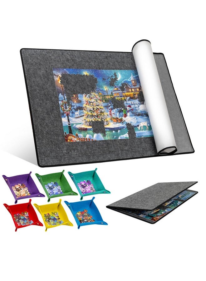 Becko US 2000 Piece Foldable Puzzle Board with 6 Colorful Trays & TPU Cover, Portable & Lightweight Puzzle Table, Felt Mat with Auxiliary Lines for Puzzles Storage, for 2000 1500 1000 Piece Puzzles - Image 1