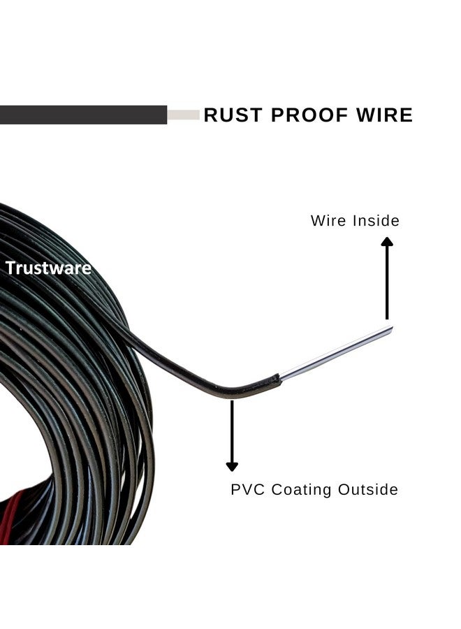 Trustware Rope Wire for Cloth Drying & Hanging Clothes-Clothesline for Home & Outside Usage | Heavy Gauge | Rust Proof | No Hook or Pulley | No Sagging | Easy to Tie | Length-22 Meters (Black). - Image 2