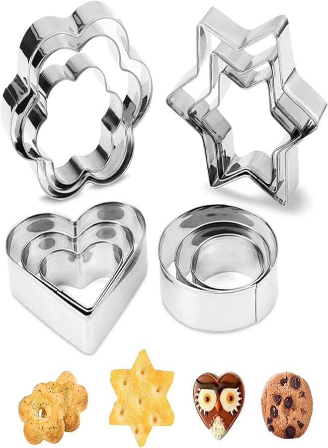 Heart Cookie Cutter Set Valentine's Day, Cookie Cutter, Biscuit Cutters, Stainless Steel Cookie Cutters Heart Star Circle Flower Shaped Mould Pastry Bakeware for DIY Baking Cake Decoration
