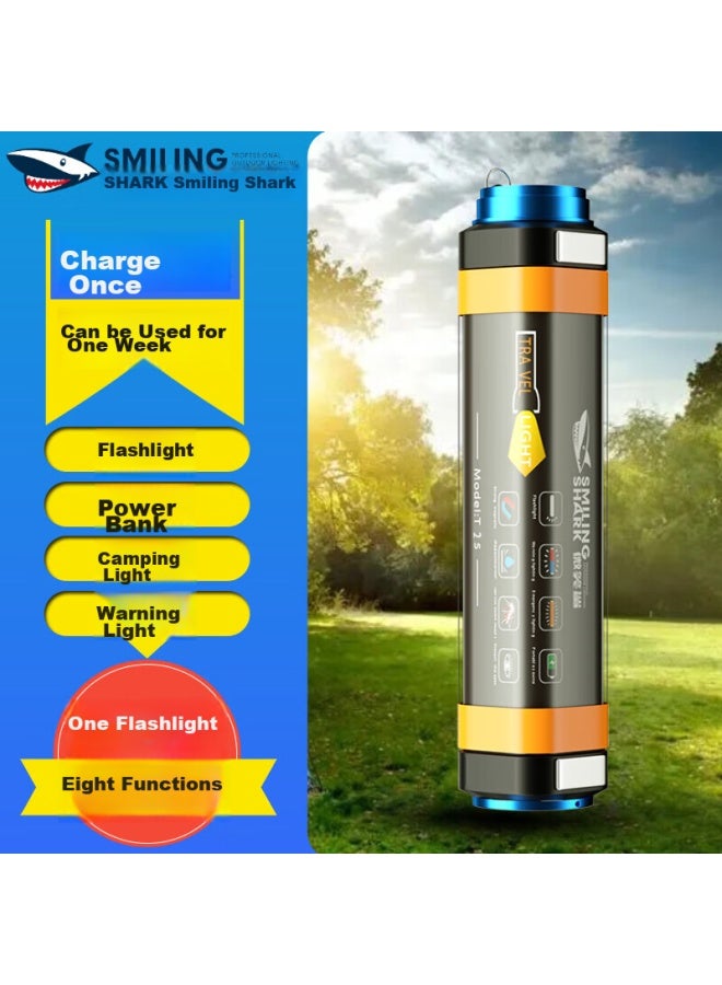 Smiling Shark Outdoor Camping Light, Ultra-bright Flashlight, Rechargeable Tent Lamp For Camping And Home Use - Image 1