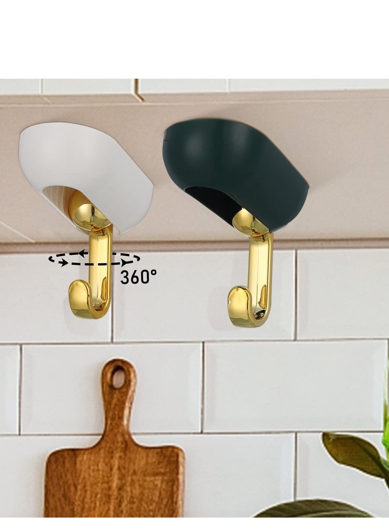 Swivel Wall Hooks, 360 Degrees Rotation Swivel Adhesive Wall Hooks,   Non-Perforated Self-Adhesive Hooks, for Towel Hat Keys Purse Bag Bathroom Kitchen Storage Organization 8PCS - Image 2