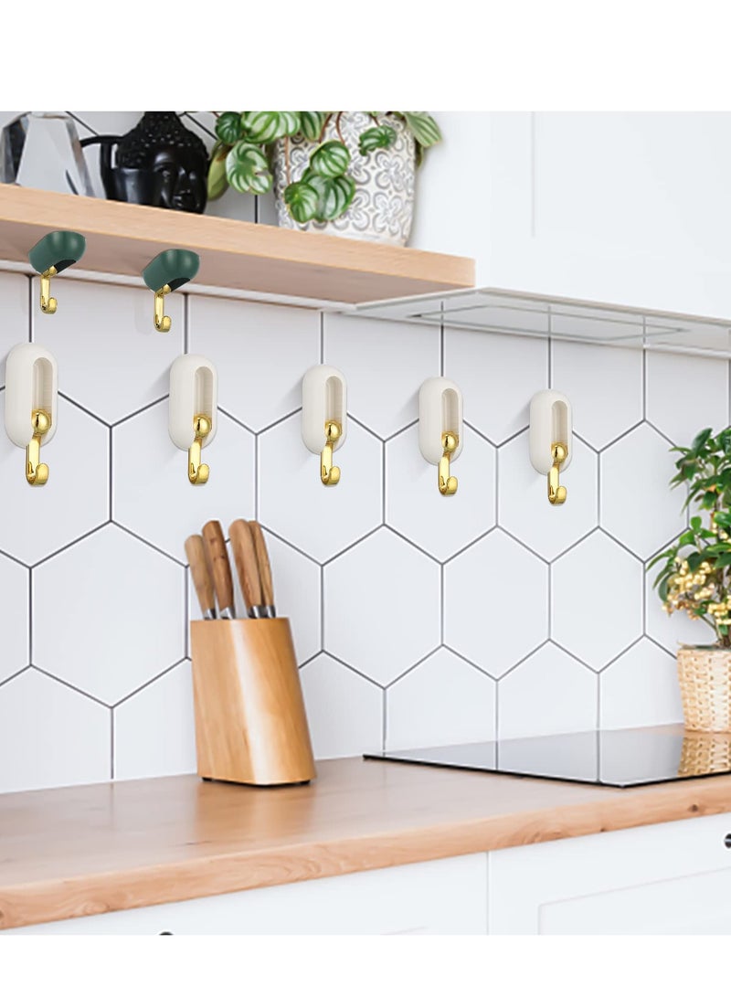 Swivel Wall Hooks, 360 Degrees Rotation Swivel Adhesive Wall Hooks,   Non-Perforated Self-Adhesive Hooks, for Towel Hat Keys Purse Bag Bathroom Kitchen Storage Organization 8PCS - Image 3