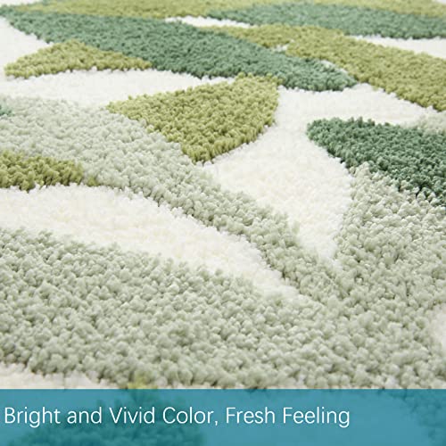 ZebraSmile Bathroom Rugs - Green Bathroom Rug Set 2 Piece, Non-Slip Water Absorbent Bath Mat Set of 2 Leaf Bath Rug Cute Bathroom Mats (17.5"x 25.5"+19.5"x31.5") - Image 3