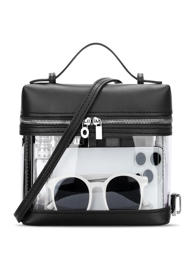 KKXIU Clear Crossbody Bags for Women Stadium Approved Vegan Leather Transparent Purses for Concerts Sports（black） - Image 1