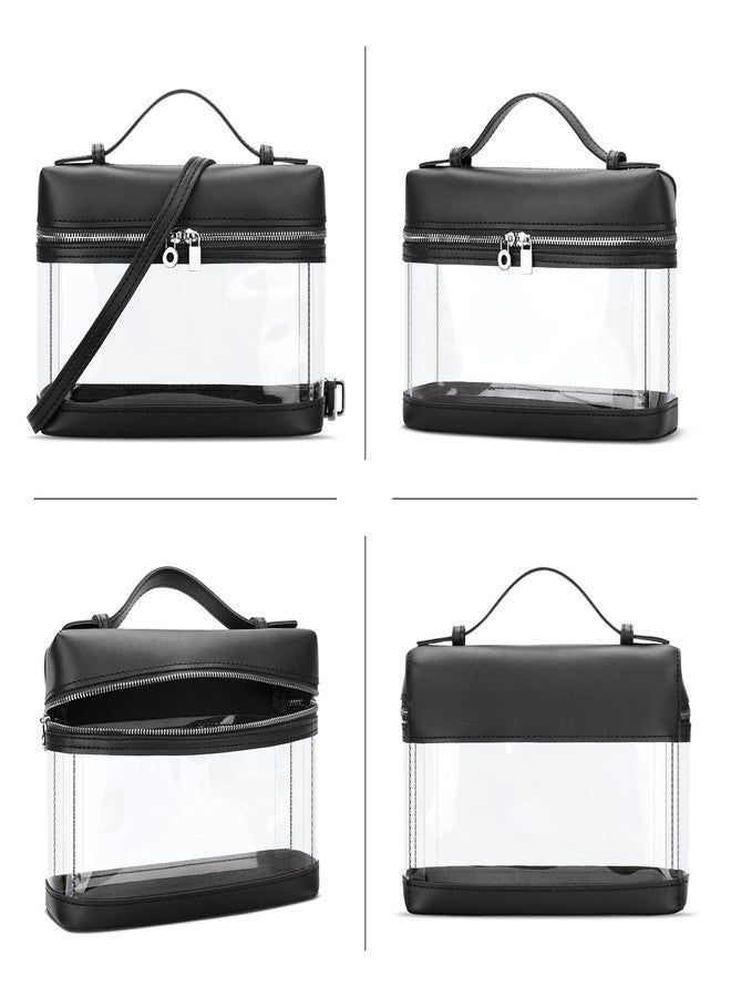 KKXIU Clear Crossbody Bags for Women Stadium Approved Vegan Leather Transparent Purses for Concerts Sports（black） - Image 5