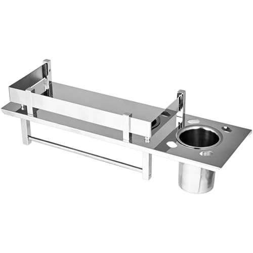 Pivalo 3 in 1 304 Grade Stainless Steel Bathroom Shelf Multipurpose Home Accessories Organizer Set Corner Wall Mount Rack with Mirror Finish Holder for Towel Soap & Toothbrush (Pack of 1) - Image 1