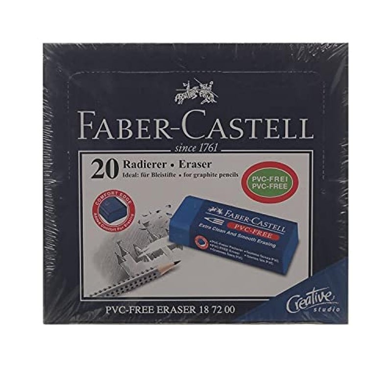 Faber castell pvc free eraser - blue - box of 20 pieces